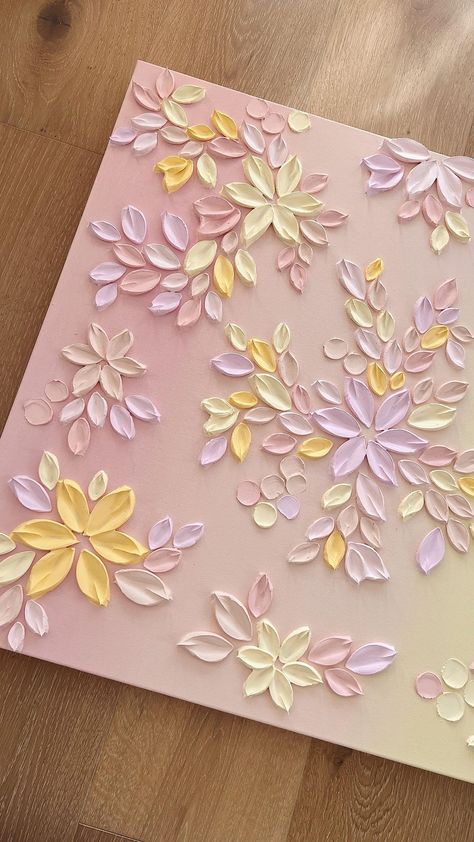 - Check more at https://howcandothis.com/diyideas/65974/ Spatula Art, Textured Flower Painting, Storybook Art, Floral Interior, Cottage Art, Diy Crafts Paper Flowers, Textured Canvas Art, Plaster Art, Small Canvas Art