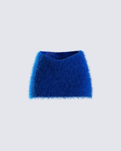 Statement Pieces Clothing, Blue Skirt Outfits, Blue Corset Top, Fuzzy Skirt, Sierra Blue, White Corset Dress, Fur Skirt, Feather Skirt, Fluffy Skirt