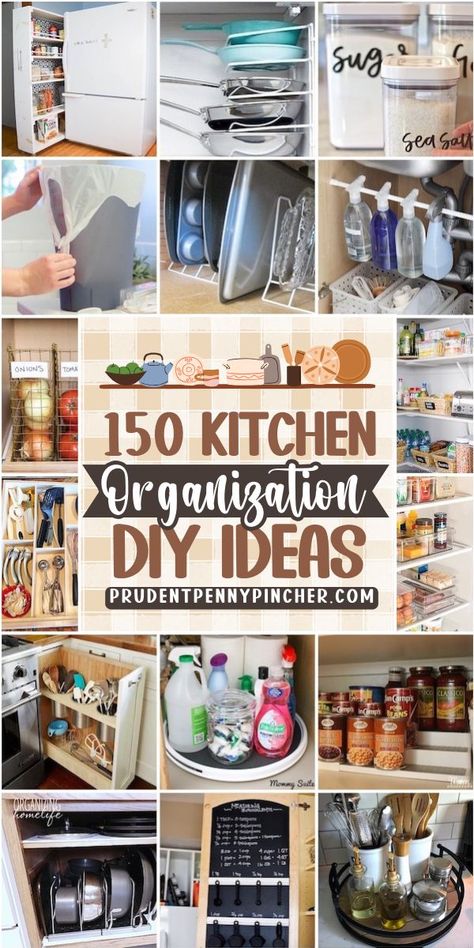 DIY Kitchen Organization Ideas for your pots and pans, fridge, cabinets, countertops, and under-the-sink Organizing Kitchen Countertops, Organize Cabinets, Diy Kitchen Organization Ideas, Fridge Cabinets, Diy Kitchen Organization, Kitchen Cabinet Organization Ideas, Kitchen Organization Ideas, Pantry Fridge, Cabinets Countertops