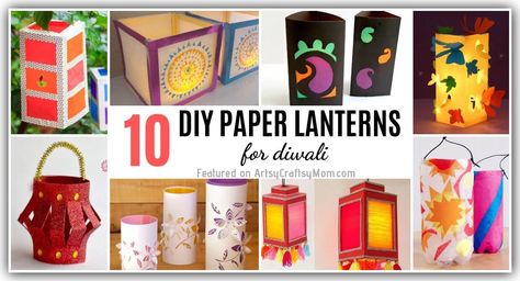 Via Artsy Craftsy Mom - Top Indian hobby, art and craft blog for kids The festival of lights is nearly here and it's time to light up your home! Add some handmade charm to it with these easy DIY Paper Lanterns for Diwali. Many festivals make use of lights for decorations, but Diwali is a festival that absolutely celebrates lights on their own! Come Diwali and you'll find them in all forms all over Indian streets and in Indian homes. You'll find earthen clay lamps, intricate lamps made of brass o Lanterns For Diwali, Clay Lamps, Multicultural Crafts, Diy Paper Lanterns, Diwali Lantern, Paper Lanterns Diy, Toilet Roll Craft, Paper Lantern Lights, India Crafts