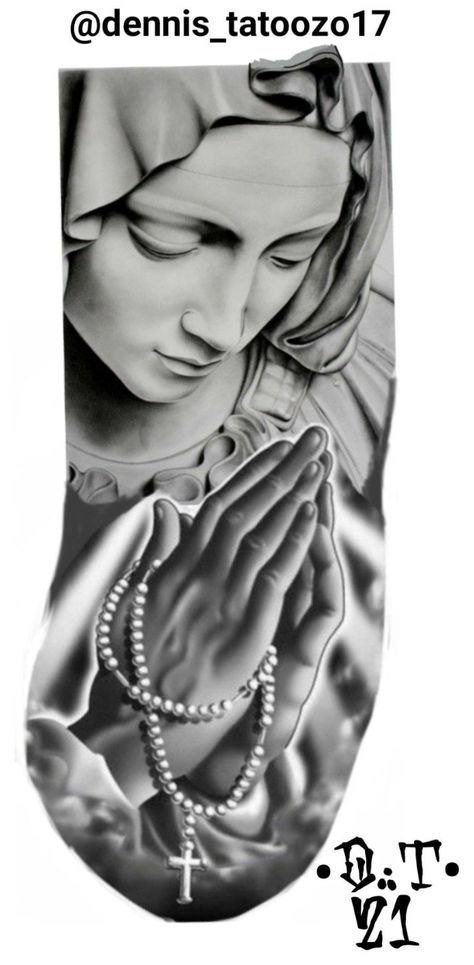 Maria Tattoo Design, Mary Tattoo Design, Sleeve Tattoo Women, Jesus Tattoo Sleeve, Mother Mary Tattoos, Shen Long Tattoo, Chicano Tattoos Sleeve, Heaven Tattoos, Filigree Tattoo