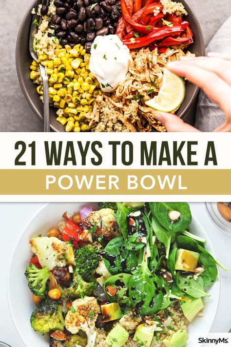 21 Ways to Make a Power Bowl Pancakes Protein, Power Bowl Recipe, Healthy Bowls Recipes, Protein Bowls, Power Bowl, Protein Dinner, Protein Mix, Power Bowls, Lunch Bowl