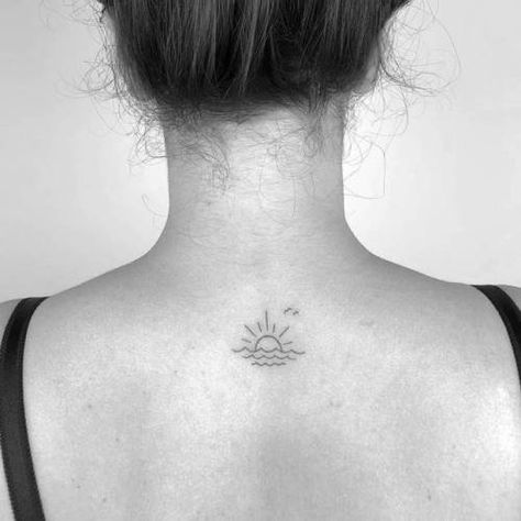 Sea Sunset Tattoo, Zee Tattoo, Tattoo Sonne, Sunset Tattoo, 13 Tattoo, Tattoo Placements, Upper Back Tattoos, Sunset Tattoos, Sea Tattoo