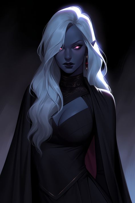 Drow Woman, White Hair And Red Eyes, Mroczny Elf, Half Drow, Dnd Elves, Elves Fantasy, Female Elf, Elf Art, Female Character Concept