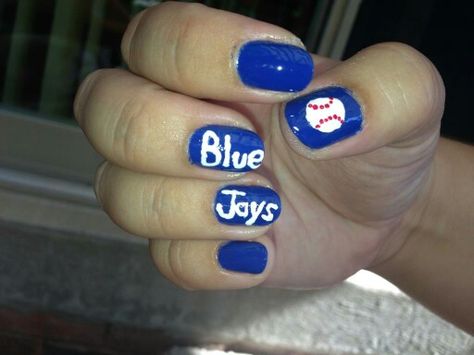 Toronto Blue Jays nails. Baseball. Go Jays Go! Nail art. Come together. Blue Jays Nails, Nails Baseball, Baseball Nails, Toronto Blue Jays, Blue Jays, Blue Jay, Come Together, Beauty Nails, Roxy