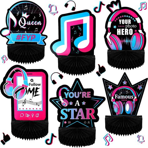 Amazon.com: 6 Pieces Music Party Honeycomb Centerpieces Music Party Decoration Music Party Cake Table Toppers Music Party Paper Centerpiece Signs for Table Decorations Teens Social Media Theme : Toys & Games Music Party Centerpieces, Kids Party Centerpieces, Music Party Decorations, Paper Centerpieces, Pop Star Party, Dinosaur Cupcake Toppers, Party Cake Table, Music Theme Birthday, Rock Star Party