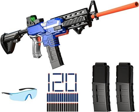 Amazon.com: Romker Toy Gun Automatic Sniper Rifle for Nerf Guns Bullets -3 Modes Burst Electric Toy Foam Blaster with 120 Darts, 2 Magazines, Toys for 8-12 Year Old Boys Adults, Birthday Xmas Gift for Kids Age 8+ : Toys & Games Nerf Snipers, Xmas Gifts For Kids, Nerf Darts, Nerf Party, Nerf Toys, Water Toys, Outdoor Play, Xmas Gifts, Photo Storage