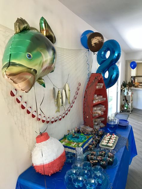 Fishing birthday party Fishing Birthday Party Boys, Maplestory 2, Fishing Theme Party, Camera Amazon, Fishing Themed Birthday Party, Baby Shower Fishing, Fishing Hacks, Lake Party, Fishing Birthday Party