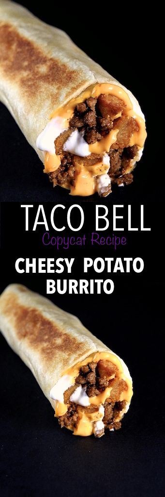 Taco Bell Cheesy Potato Burrito Copycat Recipe Burrito Filling Recipe, Potato Burrito Recipe, Taco Bells, Potato Burrito, Taco Bell Copycat, Taco Bell Recipes, Hamburger Dishes, Cheese Potato, Burrito Recipe