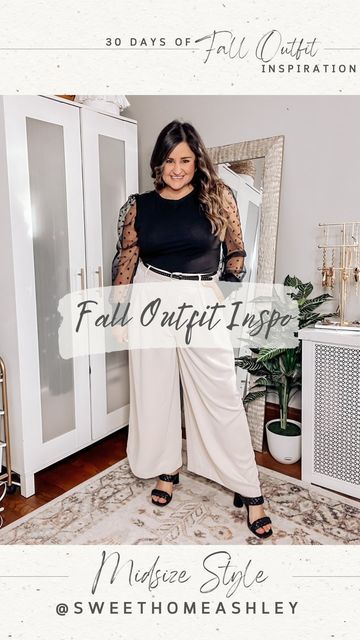 Midsize Style | Ashley on Instagram: "Finally trying the viral amazon work trousers!💗 This is day 2️⃣4️⃣ of 3️⃣0️⃣ days of Fall Outfits! 🍁 Today I’m styling the wildly popular wide leg trousers from amazon for the perfect outfit to wear to work! 💼👩🏻‍💻 To shop 🛍️ tap @sweethomeashley then tap the link in my bio OR comment below for links! 💕 #midsizestyle #midsize #size12style #size14 #workwearstyle #ltkworkwear #widelegpants #amazonfashionfinds #amazonfashion #viralstyle #stylereels #ootd Wide Leg Trousers Midsize, Midsize Wide Leg Pants, Midsize Style, Work Trousers, Workwear Fashion, Outfit Inspiration Fall, Office Attire, Wear To Work, Outfit Inspo Fall