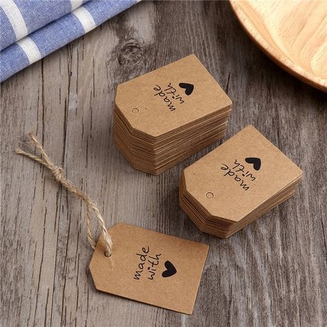 diy party Gift labels - Made with Love Sign Paper Kraft Paper Tags Head Label Luggage Wedding Party Notes Diy, Kraft Paper Tags, Săpunuri Handmade, Packaging Ideas Business, Small Business Packaging Ideas, Handmade Packaging, Small Business Packaging, Handmade Gift Tags, Pola Gelang