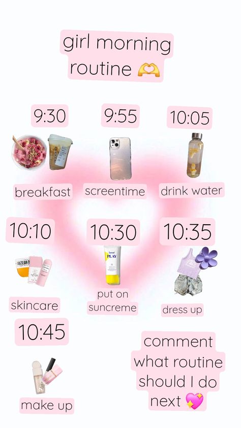 #girl #love #morning #routine #morningroutine #inlove Morning Routines List, Girl Morning Routine, Love Morning, Healthy Morning Routine, Routine Planner, Screen Time, Morning Routine, Drinking Water, Drinks