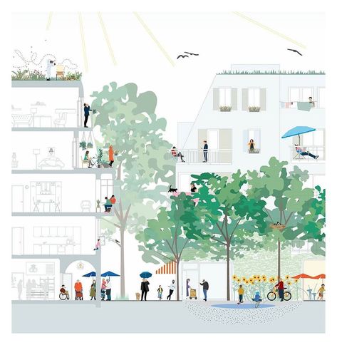 Urban Design Lab on Instagram: “The Illustration by gehl here showcases an approach to building cities that prioritises fundamental human needs like light, air, and…” Portfolio D'architecture, Collage Architecture, Architecture Design Presentation, Architecture Drawing Presentation, Urban Design Diagram, Architecture Design Process, Urban Design Graphics, Urban Design Architecture, Urban Design Concept