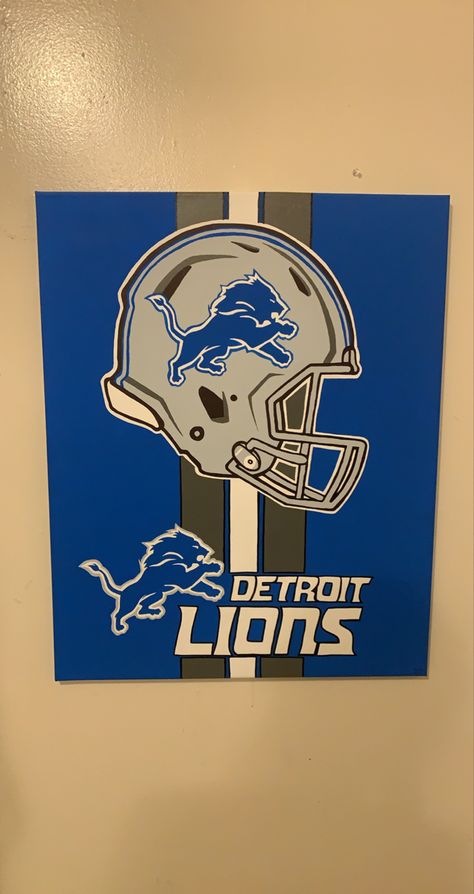 Detroit Lions Drawing, Detroit Lions Painting, Football Painting, Football Paintings, Lion Canvas Painting, Football Canvas, Lion Canvas Art, Lion Drawing, Lion Painting