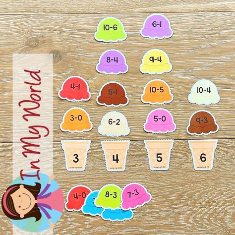 These engaging summer centers are a great way to review skills at the end of the school year. Math Kits Kindergarten, Subtraction Mats Free Printable, Addition Puzzles Kindergarten, Summer Review Kindergarten Free, Spring Subtraction Kindergarten, Summer Kindergarten, Basic Geometry, Kindergarten Prep, Summer Writing