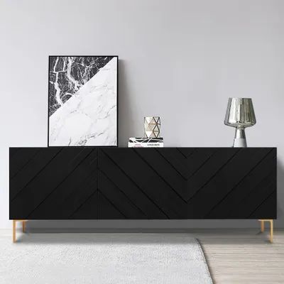 Blue Buffet Sideboard, Living Room Necessities, Room Necessities, Decoration Buffet, Modern Sideboard Buffet, Black Buffet, Modern Kitchen Storage, Modern Buffet, Sideboard Table