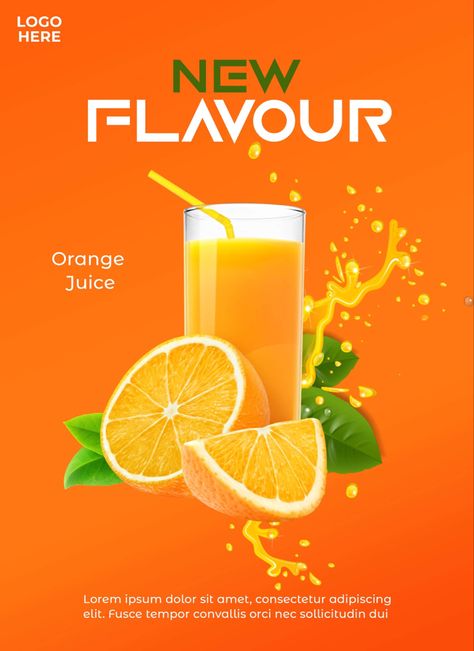 Orange Poster Design, Juice Ad, Beverage Poster, Creative Infographic, Juice Boxes, Orange Oil, Food Poster, Ads Creative, New Flavour