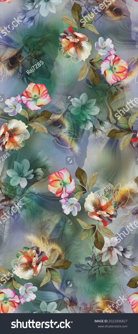 Digital Flower Allover Design Background Texture Stock Illustration 2022006827 | Shutterstock Allover Flower, Flower Allover, Botanical Flowers Print, Digital Flower, Botanical Flower Art, Shutter Stock, Allover Design, Textile Prints Design, 3d Images