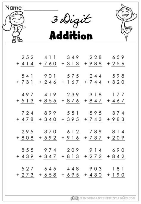 Print these free 3 Digit Addition Worksheetsfor use at home or in school, Solve these addition problems with 3-digit addends. 3 Digit Addition Worksheets Related 3 Digit Addition Worksheets, Three Digit Addition, 3 Digit Addition, Math Addition Worksheets, Math Practice Worksheets, 3rd Grade Math Worksheets, Mathematics Worksheets, Homeschool Worksheets, Addition And Subtraction Worksheets