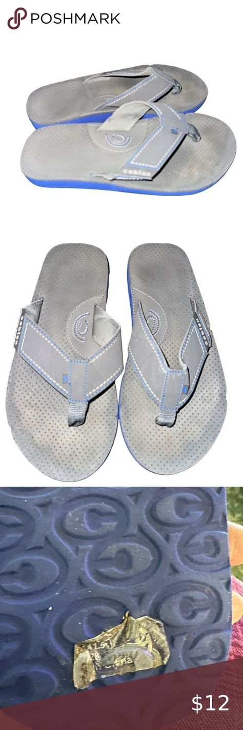 Mens Cobain flip flops blue/gray 41.5 8-8.5