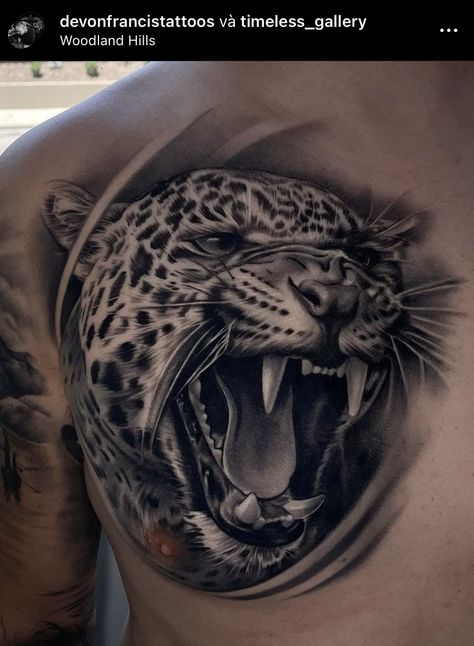 Jaguar Chest Tattoo, Aztec Sleeve Tattoos, Black Jaguar Tattoo, Tattoo Peito, Traditional Panther Tattoo, Aztec Sleeve, Tattoo Koi, Cheetah Tattoo, Big Cat Tattoo