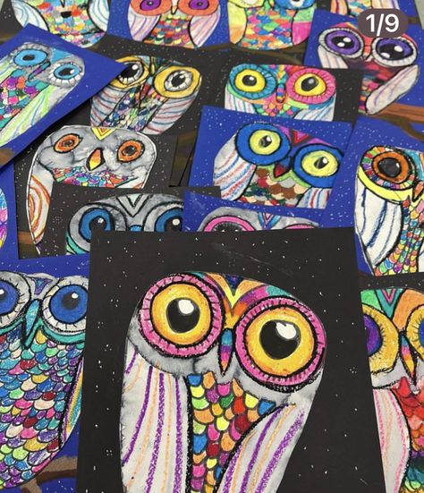 Fall Animal Art Projects For Kids, How To Draw An Owl, November Art For Kids, Owl Art Project, Owl Art Projects For Kids, Preschool Owl Art Projects, Owl Directed Drawing, Torn Paper Owl Craft, Owl Art Elementary