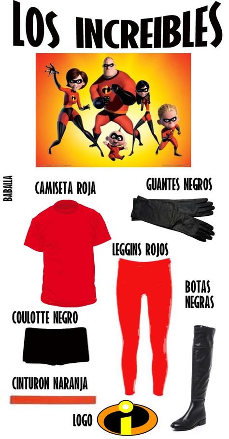 BABALLA - disfraces de última hora Incredibles Costume Diy, Incredibles Party, Incredibles Birthday Party, Incredibles Costume, Diy Halloween Costumes Easy, Halloween Costumes Friends, Family Costumes, Family Halloween Costumes, Disney Costumes