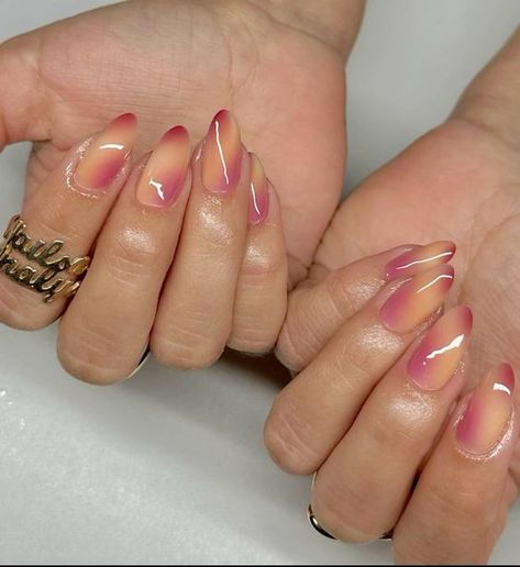 Yellow Pink Aura Nails, September Nails, Fancy Nails Designs, Blush Nails, Clean Nails, Cute Gel Nails, Nails Only, Neutral Nails, Nail Accessories