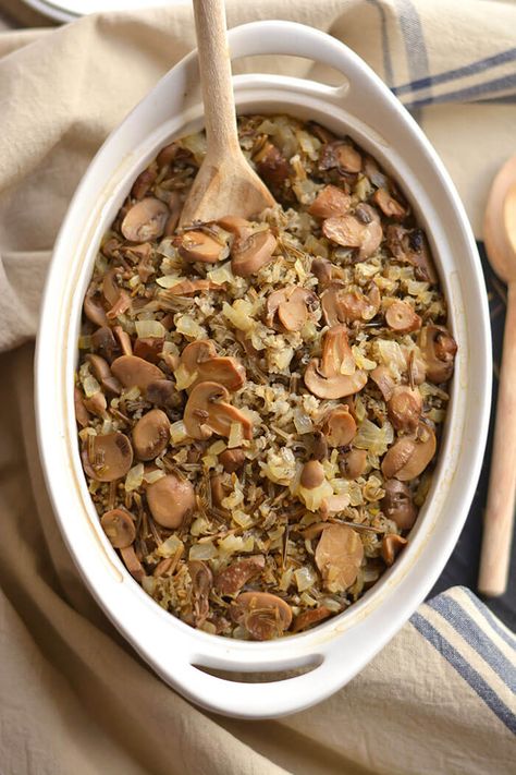 Baked Wild Rice, Rice For A Crowd, Wild Rice With Mushrooms, Low Calorie Casserole, Mushroom Rice Casserole, Vegan Wild Rice, Rice Casseroles, Rice With Mushrooms, Wild Rice Recipes