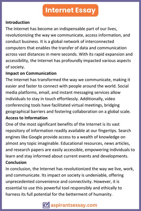 Essay on Internet in English (150, 200, 250, 500 Words) | More samples are on the blog for students to get different essay writing idea. Click on the link & explore. Custom writing for any assignment, perfectly tailored to your needs. Organizing Study Sessions: Secrets of Successful Students 💯 How to participate in essay writing in English at school events?, How can I write my profile?, Is writing a common hobby? 🛠️ #EssayHelp Eng Grammar, Common App Essay, Essay Samples, English Listening, Esl Reading, Informative Essay, Writing Support, Essay Tips, Essay Prompts