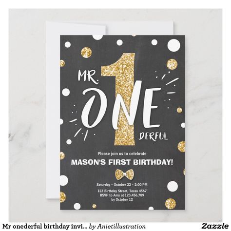 Onederful Birthday Invitation, Mr Onederful Birthday Invitations, John Bradley, Mr Onederful Birthday, Onederful Birthday, Pink Gold Birthday, Mr Onederful, Boy Black, Confetti Birthday