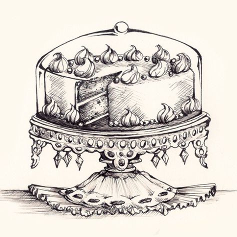 Tray Drawing, Lemon Cupcake, Cupcake Drawing, Cake Drawing, Cupcake Art, Cake Tray, Unique Stamps, Graphics Fairy, Ink Artwork