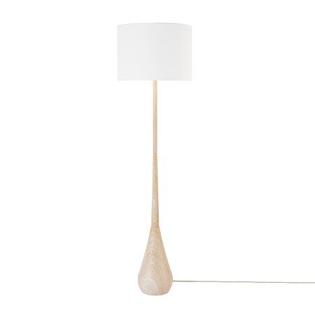 The simplistic and rustic beauty of the Kanana 65" Faux Wood Floor Lamp embodies a stunningly modern and functional Japandi design. With a wood-inspired body and a classic white cotton shade, this large lamp would be an ideal addition to any living room seating area, bedroom lighting or home office design regardless of your pre-existing decor. Thanks to the convenient five-foot clear cord and on/off rotary switch located on the socket, you can effortlessly place the Kanana floor lamp anywhere yo Room Seating Area, Faux Wood Flooring, Large Lamp, Design Japonais, Japandi Design, Wood Floor Lamp, Large Lamps, Japandi Style, White Floor Lamp