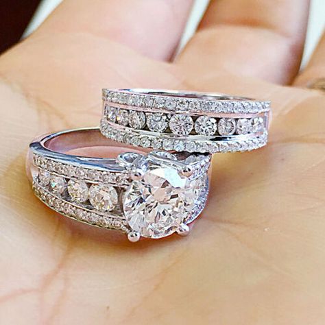 https://jewelleryrings.co.uk/ Find many great new & used options and get the best deals for Luxury 2pcs Cubic Zircon Jewelry 925 Silver Filled Ring Wedding Ring Sz 6-10 at the best online prices at eBay! Free delivery for many products! Delicate Bridal Jewelry, Modern Wedding Rings, Half Eternity Wedding Band, Diamond Wedding Rings Sets, Engagement Wedding Ring Sets, Bridal Wedding Rings, Bridal Engagement Rings, Eternity Wedding Band, Bridal Ring Set