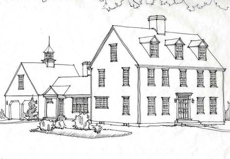 CChonline Colonial House Rendering Colonial Floor Plans, Classic Colonial Homes, Farmhouse Colonial, Colonial House Exteriors, Gros Morne, Saltbox Houses, Colonial Homes, Colonial House Plans, Colonial Farmhouse