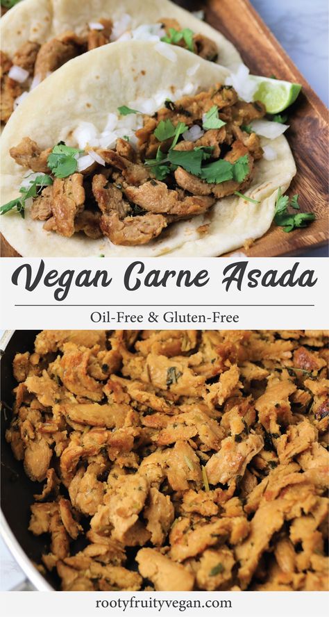 Vegan Asada Tacos, Vegan Carne Asada Tacos, Vegan Steak Tacos, Seitan Tacos, Vegan Carne Asada, Vegan Carnitas, Asada Marinade, Vegan Entree Recipes, Budget Vegan