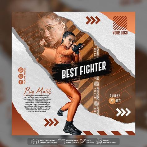 Boxing flyer social media post template ... | Premium Psd #Freepik #psd #flyer Battle Party, Music Concert Posters, Promotional Banners, Social Media Post Template, Psd Flyer, Dj Party, Sports Graphic Design, Event Promotion, Logo Set