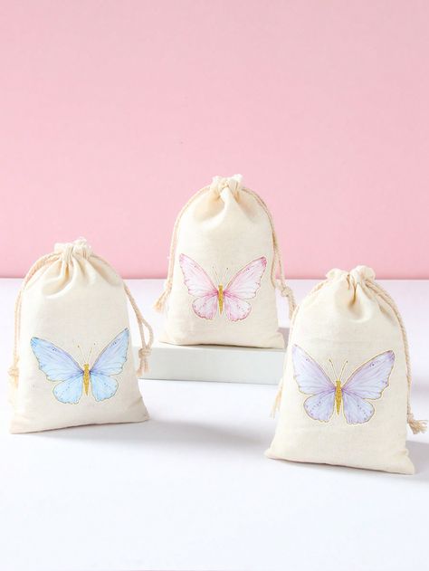 Multicolor  Collar  Fiber   Embellished   Event & Party Supplies Butterfly Favor Bags, Safari Birthday Party Decorations, Butterfly Birthday Party Decorations, Butterfly Birthday Theme, Wedding Snacks, Gravity Cake, Birthday Goodie Bags, Butterfly Birthday Party, Butterfly Bags