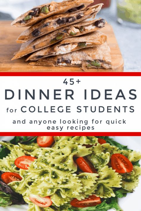 Easy Recipes Dinner College Students, Easy Dinner Recipes For Students, Dinner Ideas Easy Quick Cheap College Students, Best Recipes For College Students, Easy Crockpot Meals For College Students, Easy Meals For Couples, Recipes For Dinner College, Easy Healthy College Snacks, Easy Dinner Ideas College