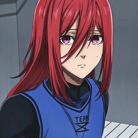 Blue Lovk, Lock Icon, Long Red Hair, Blue Block, Sports Anime, Long Red, Blues Rock, Fanarts Anime, Blue Lock