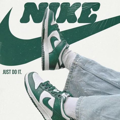 Unleash your style and just do it with the Nike SB Dunk Low Team Green! 🌿👟 Shop now at SneaksPeek! 🚀✨ #SneaksPeek #NikeSB #DunkLow #TeamGreen #JustDoIt #Sneakerheads #TrendyKicks Nike Low Dunk, 2pac Hoodie, Urban Style Design, Nike Poster, Shoe Advertising, Sneakers Wallpaper, Nike Website, Shoes Fashion Photography, Shoe Poster