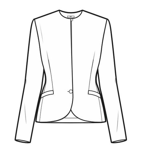 Blazer Technical Drawing, Blazer Template, Blazer Flat Sketch, Blazer Drawing, Female Shirt Designs, Jacket Illustration, Chanel Blazer, Jacket Drawing, Flat Drawings