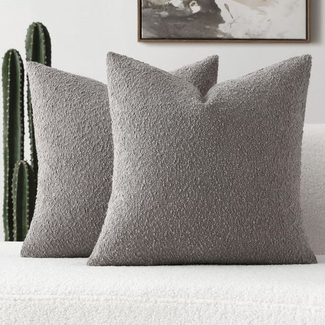 PRICES MAY VARY. Boucle Includes set of 2 (18 x 18 inch / 45 x 45 cm) pillow covers only, NO insert Upgraded hidden zipper closure,the zipper will not get stuck or brokent Made of cozy and durable 100% polyester boucle fabric,600g/㎡ weight Perfect for decor your sofa,chair,dorm,bedroom,office,playroom,patio,car Machine or hand wash recommended,hang to dry,Do not bleach or iron Throw pillow covers Boucle Pillow, Euro Pillow Covers, Couch Accent Pillows, Black Pillow Covers, Square Sofa, Silver Pillows, Couch Pillow Covers, Textured Throw Pillows, Jaipur Living