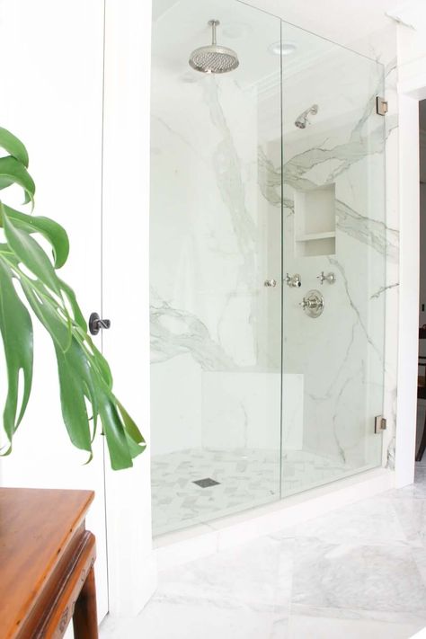 Porcelain Slab Shower Walls: The Genius Hack No One Tells You About! Slab Shower Walls, Shower Dimensions, Porcelain Slab, Shower Wall Panels, Marble Showers, Shower Floor Tile, Double Shower, Small Showers, Floor Tile Design