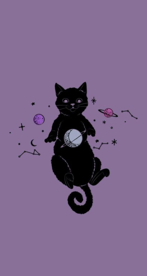 Cat Wallpaper Purple, Purple Iphone Wallpaper, Black Lockscreen, Wallpaper Gothic, Wallpaper Gatos, Fireplace Tv Wall Decor, Black And Purple Wallpaper, Witch Wallpaper, Room 2023