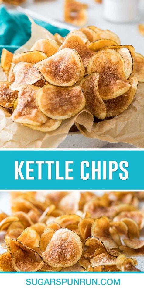 Homemade Kettle Chips, Kettle Chips Homemade, Kettle Cooked Jalapeno Chips, Oven Potato Chips, Deep Fryer Recipes, Kettle Cooked Chips, Sugar Spun Run, Potato Chip Recipes, Sweet Appetizer