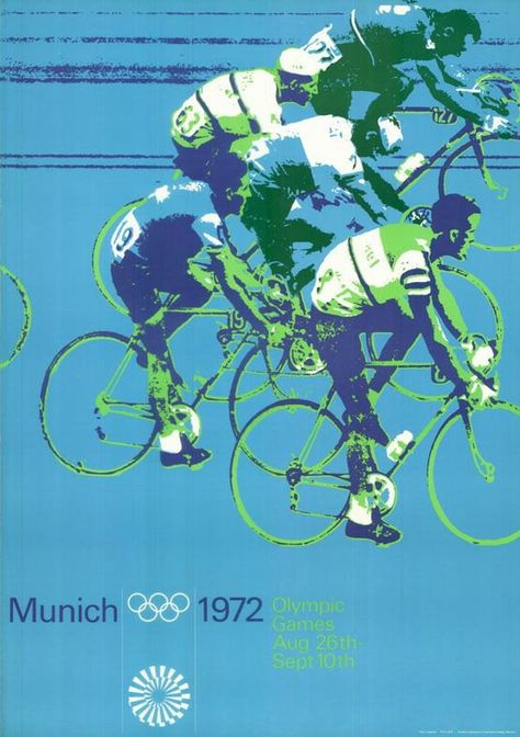 1972 Olympics, Otl Aicher, Cycling Posters, Sports Poster, Cycling Art, Vintage Poster Art, Sport Poster, Vintage Sports, Happy Kids