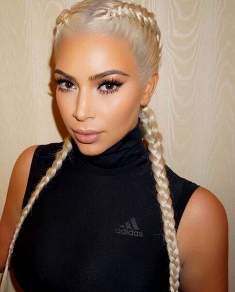 27+ Two Braids Hairstyle Trends for the Summer of 2020 Kim Kardashian Braids, Beauty Works Hair Extensions, Kardashian Braids, Weave Hairstyles Braided, Kim Kardashian Hair, Two Braid Hairstyles, Kardashian Hair, Boxer Braids, Braid Inspiration