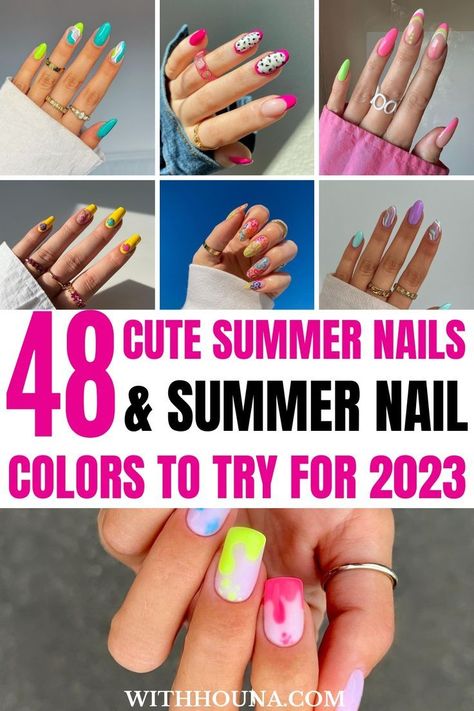 Cute Summer Nail Designs, Fun Summer Nails, Summer Nails 2024, Summer Nail Colors, Summer Nails 2023, 2023 Nails, Bright Summer Nails, Summer Nails Summer, Summer Nail Ideas