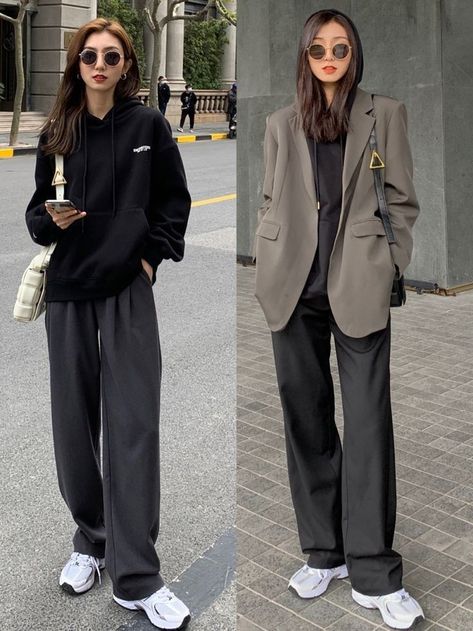 Winter 2023 Fashion Trends, Kulot Crinkle, Cullote Pants, Girls Korean, Korean Outfit Street Styles, 일본 패션, Korean Casual Outfits, Elegante Casual, Tomboy Style Outfits